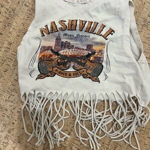 Nashville Music Festival Fringe Top - White